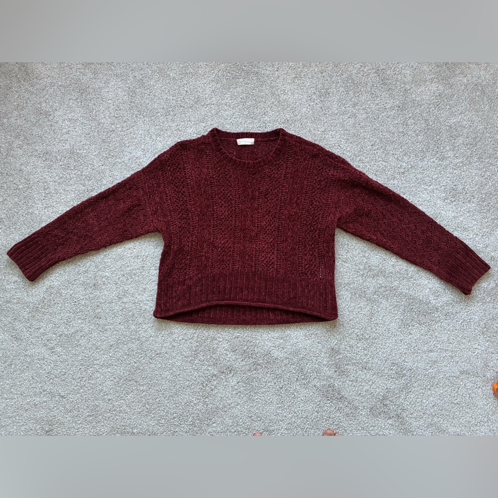 Altar’d State Burgundy Cable Knit Sweater | Size Small - Picture 3 of 13
